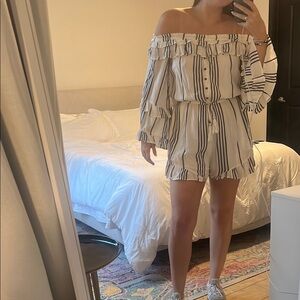 American Eagle Outfitters White Ruffled Off-Shoulder Sundress